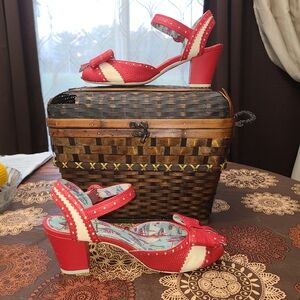 Miss L-Fire Retro Spectator Pinup Peep Toe Slingback Sandals Heels Size 39-RARE